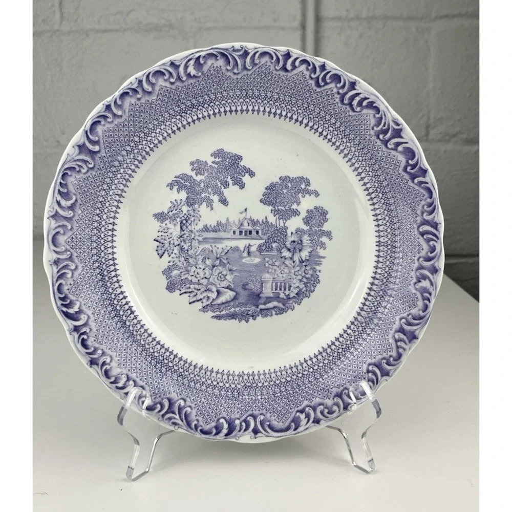 Antique Rorstrand Purple Transferware Lila Spet Plate Lilac Lace 9.5